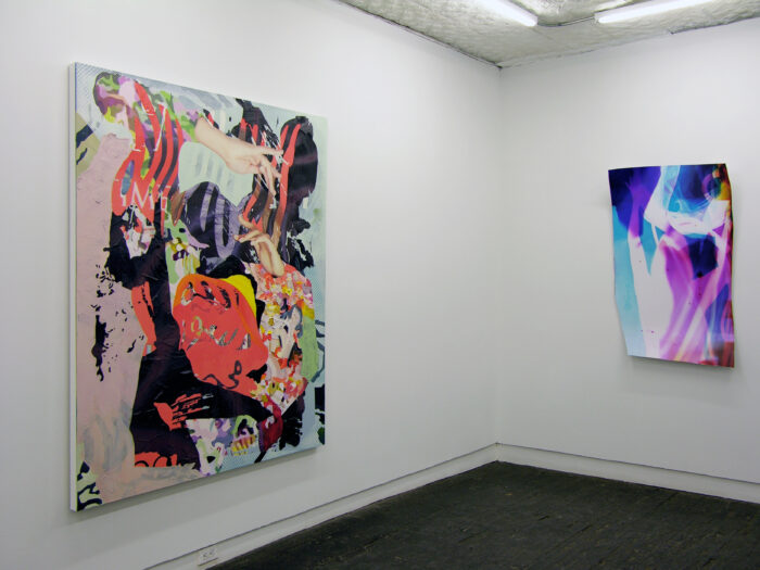 two large works installed in the gallery
